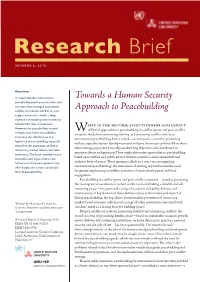 Towards a Human Security Approach to Peacebuilding 1