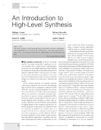 An Introduction to High-Level Synthesis