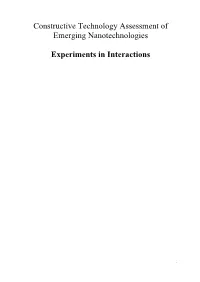 Constructive Technology Assessment of Emerging Nanotechnologies