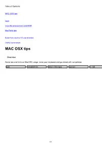 MAC OSX Tips