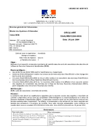ORDRE DE SERVICE CIRCULAIRE DGAL/MSI/C2004-8008 Date: 29