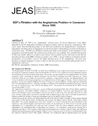 SDF's Flirtation with the Anglophone Problem in Cameroon Since 1990