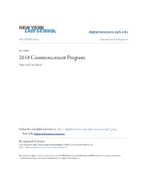 2018 Commencement Program New York Law School