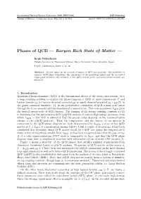 Phases of QCD — Baryon Rich State of Matter —
