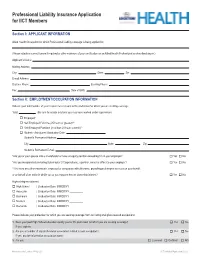 Professional Liability Insurance Application for IICT Members