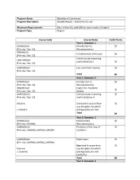 Program Name Bachelor of Commerce Program Description Double Majors – Economics & Law