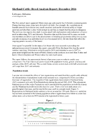 Shetland Cattle: Breed Analysis Report; December 2016