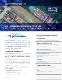 Apl Logistics Oceanguaranteed™ Lcl Predictability You Can Use. Performance You Can Trust
