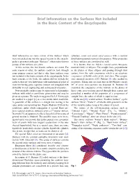 Brief Information on the Surfaces Not Included in the Basic Content of the Encyclopedia
