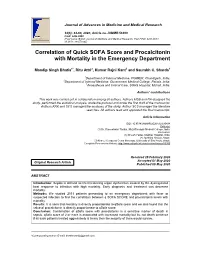 Correlation of Quick SOFA Score and Procalcitonin with Mortality in the Emergency Department
