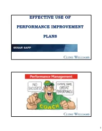 Effective Use of Performance Improvement Plans