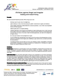 IFA Rules Against Illegal and Irregular Betting and Match-Fixing 2016