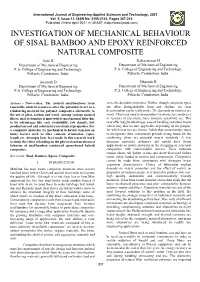 Investigation of Mechanical Behaviour of Sisal Bamboo and Epoxy Reinforced Natural Composite