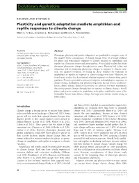 Plasticity and Genetic Adaptation Mediate Amphibian and Reptile Responses to Climate Change Mark C