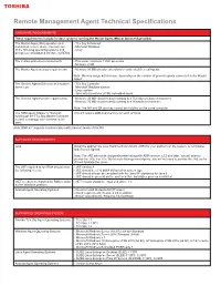 Remote Management Agent Technical Specifications
