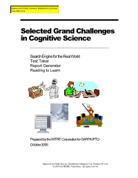 Selected Grand Challenges in Cognitive Science