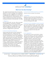 What Can I Do About Snoring?
