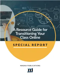 A Resource Guide for Transitioning Your Class Online