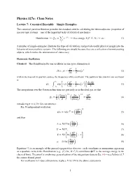 Lecture 7: Canonical Ensemble