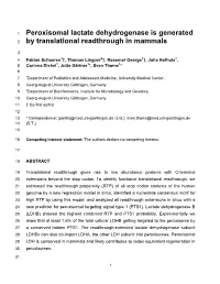 Peroxisomal Lactate Dehydrogenase Is Generated by Translational Readthrough in Mammals