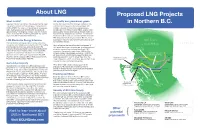 Proposed LNG Projects in Northern B.C. About