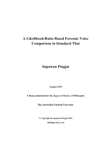 A Likelihood-Ratio Based Forensic Voice Comparison in Standard Thai