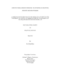 Constitutional Order in Pakistan: the Dynamics of Exception