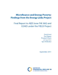 Findings from the Energy Links Project Final Report to AED (Now FHI 360)