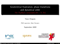 Geometrical Frustration, Phase Transitions and Dynamical Order