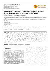 Maize Growth (Zea Mays L.) Modeling Using the Artificial Neural Networks Method at Daloa (Côte D’Ivoire)
