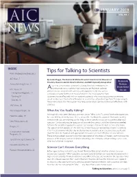 Tips for Talking to Scientists from the Executive Director, 3