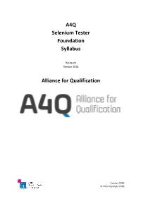 A4Q Selenium Tester Foundation Syllabus