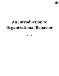An Introduction to Organizational Behavior