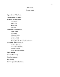Chapter 5 Measurement Operational Definitions Numbers and Precision