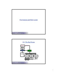 File Systems and Disk Layout I/O: the Big Picture
