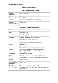 GAA Oral History Project Interview Report Form