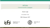 INF2080 Context-Sensitive Langugaes