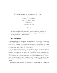 Path Integrals in Quantum Mechanics