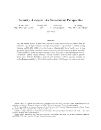 Security Analysis: an Investment Perspective