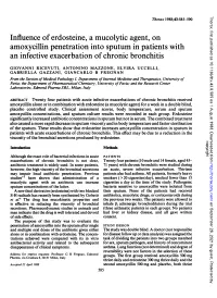 Influence of Erdosteine, a Mucolytic Agent, on Amoxycillin Penetration Into Sputum in Patients with an Infective Exacerbation of Chronic Bronchitis