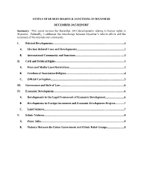 Myanmar Update December 2015 Report