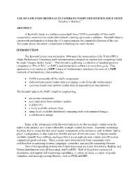 USE of LOW-COST BEOWULF CLUSTERS in COMPUTER SCIENCE EDUCATION Timothy J