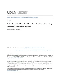 A Distributed Real-Time Short-Term Solar Irradiation Forecasting Network for Photovoltaic Systems