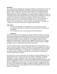 ABSTRACT the Journal of Forensic Radiology and Imaging Was