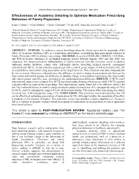 Effectiveness of Academic Detailing to Optimize Medication Prescribing Behaviour of Family Physicians