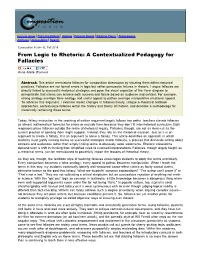 From Logic to Rhetoric: a Contextualized Pedagogy for Fallacies