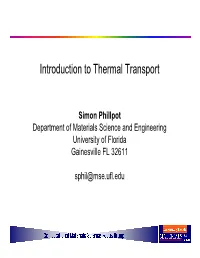 Introduction to Thermal Transport