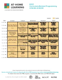 KCET Curriculum-Related Programming 3/16/20–3/20/20