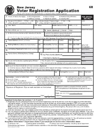 New Jersey 68 Voter Registration Application Please Print Clearly in Ink