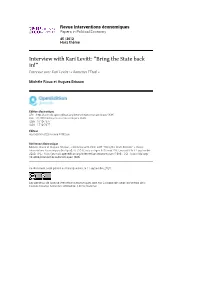 Revue Interventions Économiques, 45 | 2012 Interview with Kari Levitt: “Bring the State Back In!” 2